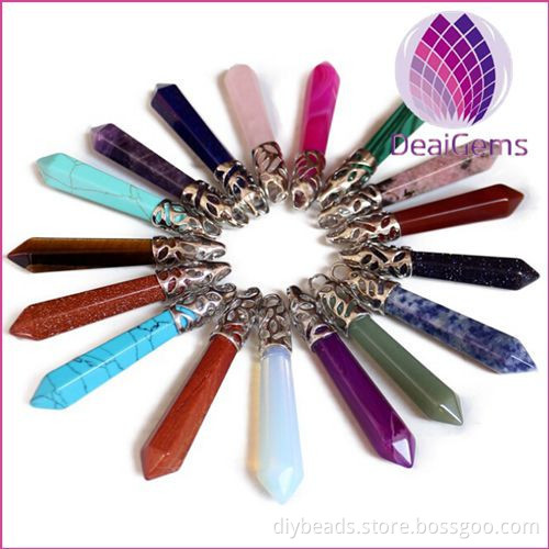 2015 fashion 10x62mm natrual hexagon prism quartz pendant for necklace